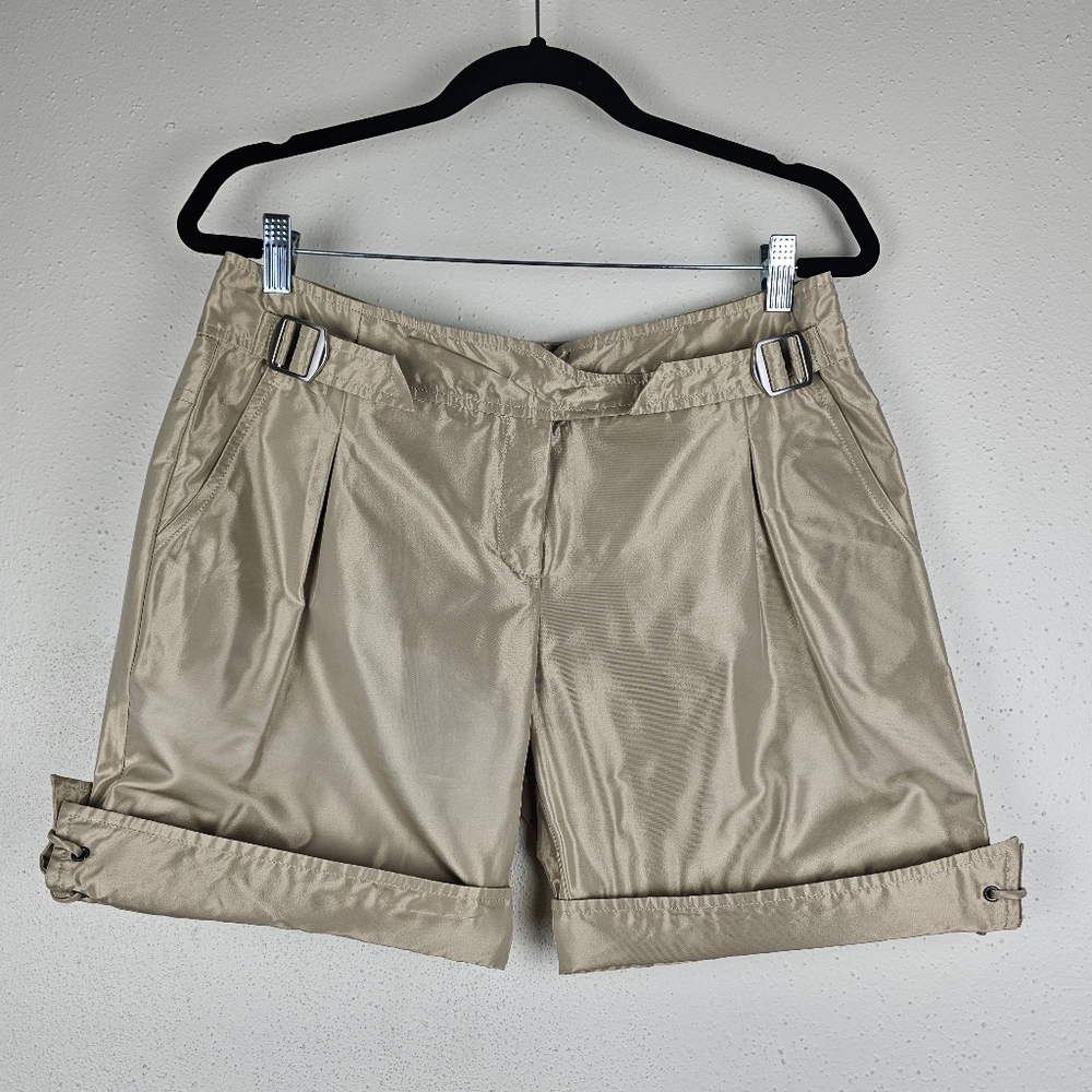Ermanno Scervino champagne metallic pleated shorts